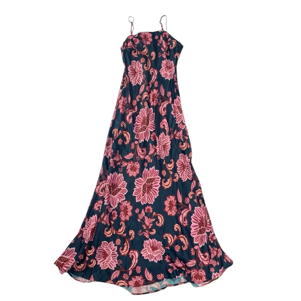 Farm Rio size medium new Blue flower delicacy Paisley slip dress floral pink - Picture 2 of 12